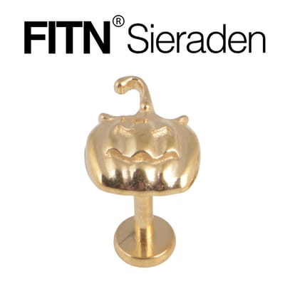 FITN-STHT-316L Oorpiercing-Goud Kleurige-1.2*8mm-Halloween Pompoen Oorbellen - 316L