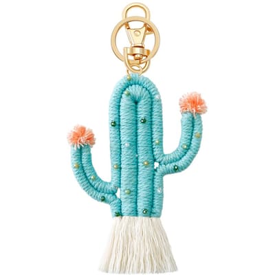 Handgemaakt Weven Groene Plant Cactus Sleutelhanger Bohemen Rugzak Hanger Sleutelhanger Kwastje Katoenkoord Auto Hanger Sleutelhouder Sieraden blue