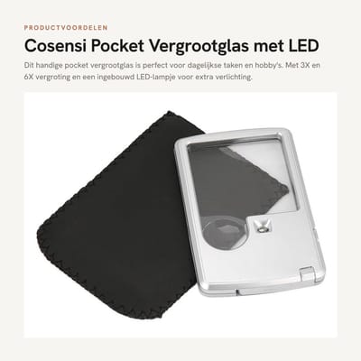 Dailygoods - Pocket Vergrootglas met LED Licht en Lederen Case