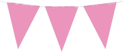 10 meter vlaggenlijn - Roze - 15 vlaggen - Plastic voor binnen & buiten - 30 cm vlaggen - Herbruikbare slinger