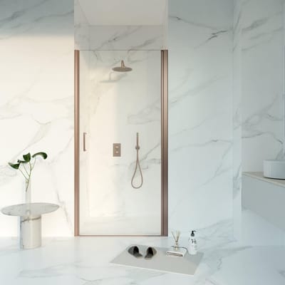 FugaFlow Eccelente Vetro Douchedeur - 70x200 - Profiel veiligheidsglas - anti kalk - Geborsteld koper PVD (Koper)