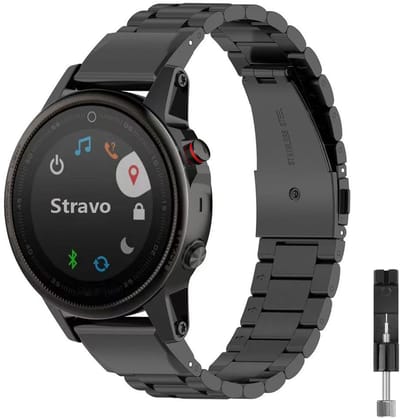 Stravo RVS Schakelband – Hoogwaardig metalen bandje – QuickFit 20mm Garmin Horlogeband – Geschikt voor Garmin Fenix 5S (Plus/Sapphire) / Fenix 6S (Pro/Sapphire) / Fenix 7S / Fenix 8 (43mm) / Epix Pro (Gen 2) 42mm – Zwart