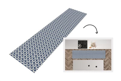 Keukenloper 200x50 cm - Keukenmat vinyl Japan - Patronen - Blauw - Keukenmatten loper - Keuken vloerkleed tapijt