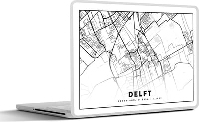 Laptop sticker - 15.6 inch - Kaart - Nederland - Delft - 36x27,5cm - Laptopstickers - Laptop skin - Cover