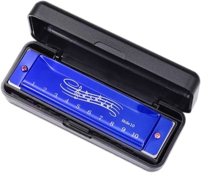 Muziek Mondharmonica - Speelgoed Instrument - Muziek Leren - 16-Gaats Metaal ABS - 12 x 4.7 x 4.2 cm - Blauw