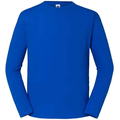 Fruit of the Loom Heren Iconic T-shirt met lange mouwen (Koningsblauw)