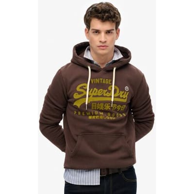Superdry Vintage Logo Tonal Hoodie Bruin Grootte: XL