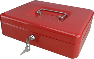 Geldcassette Rood 200 x 160 x 90 mm - Vuurvast en Waterbestendig met 2 Sets Sleutels
