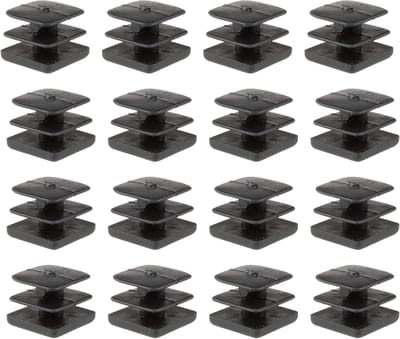 16 Stuks Vierkante Stoppen 18x18 mm | Kunststof Einddoppen voor Buis of Lamel | Beschermdoppen Zwart