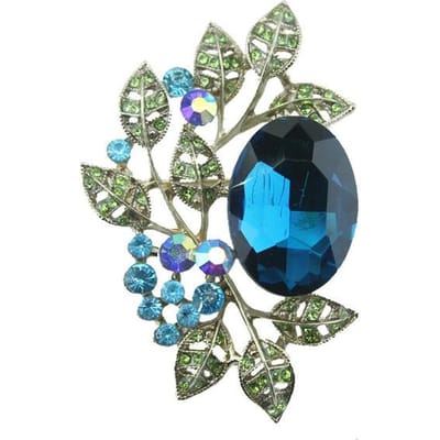 Vintage Olijftak Broche Elegante Hofstijl Speld Creatieve Bloem Kleding Corsage blue
