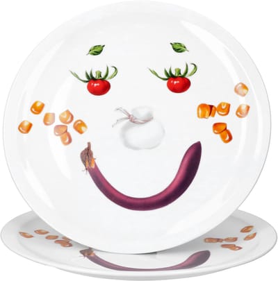 MamboCat 2-delige set pizzaplaten SMILEY Ø30,5 cm van porselein - 27020541