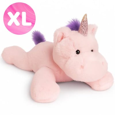 Unicorn Roze Pluche Knuffel Liggend 65 cm - Grote Eenhoorn Knuffels - Speelgoed voor kinderen jongens meisjes - Groot Unicorn Plush
