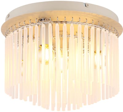 Plafondlamp beige Woonkamerlamp Slaapkamerlamp 5-vlam, gesatineerde glazen staven, 5x E14 stopcontacten, DxH 32 x 23 cm
