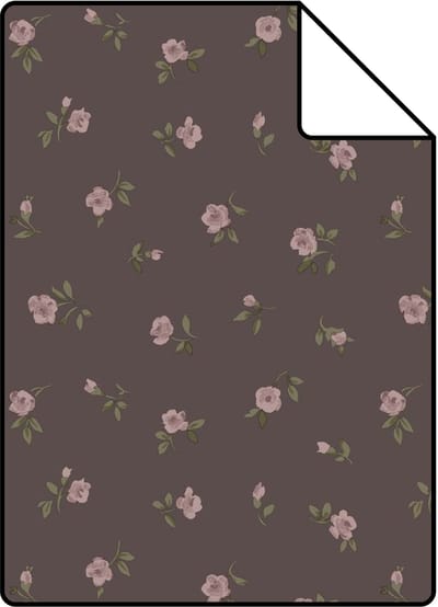 Proefstaal ESTAhome behang vintage bloemetjes mauve paars - 26.5 x 21 cm - 139835-S