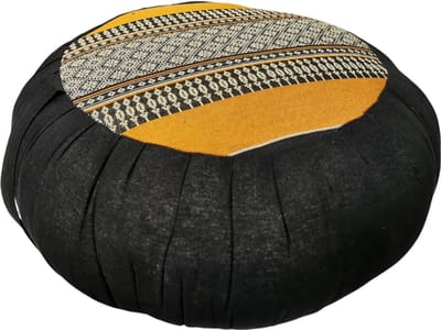 Fine Asianliving Thais Kussen Meditatie Zitkussen Rond Zafu D40xH17cm Zwart Oranje Meditatie Mat Matras