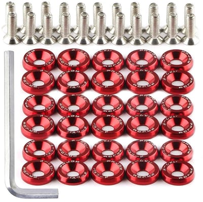 Dailygoods- Sluitringen 30 paar M6 - Geanodiseerd Aluminium - Stalen Schroeven M6 x 20 mm - Voertuig Bumper - Spatbord - Duurzaam en Corrosiebestendig - Afstandhouders