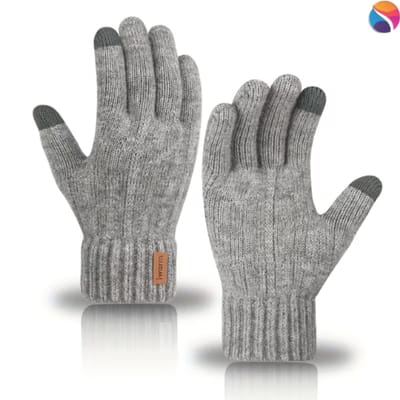 Warme Wollen Handschoenen - Unisex - Warm- Touchscreen Compatibel - Winter - Licht grijs