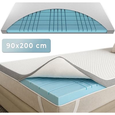 CozySense® CubeTech Topper Matras 90x200 cm - 7 cm Verkoelend Topmatras met 100+ Comfortblokjes voor Drukverlichting - Wasbare Hoes - CertiPUR-US® - Medium Hardheid