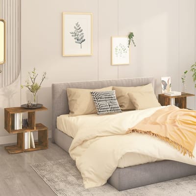 vidaXL - Nachtkastjes - 2 - st - 50x30x51,5 - cm - bewerkt - hout - gerookt - eikenkleur