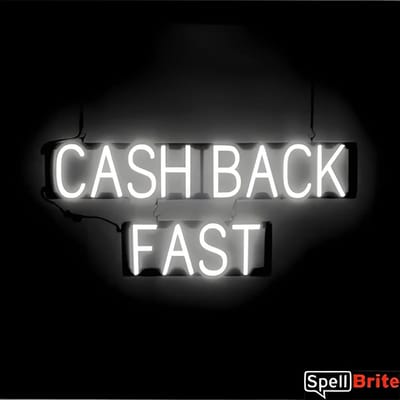 CASH BACK FAST - Lichtreclame Neon LED bord verlicht | SpellBrite | 88 x 38 cm | 6 Dimstanden - 8 Lichtanimaties | Reclamebord neon verlichting