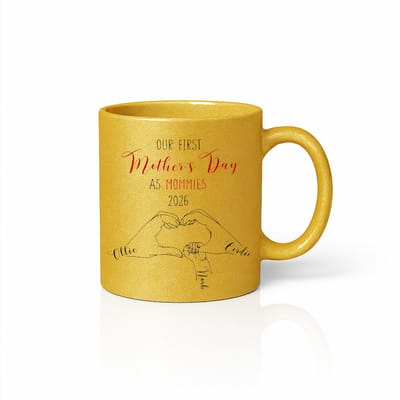 Luxe Gouden Mok Eerste Moederdag als Mama's 2026 - Glanzend Goud - Gepersonaliseerd Cadeau voor Moeders