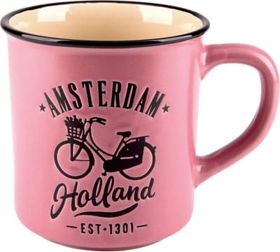 Campmug beker - Amsterdam - Roze
