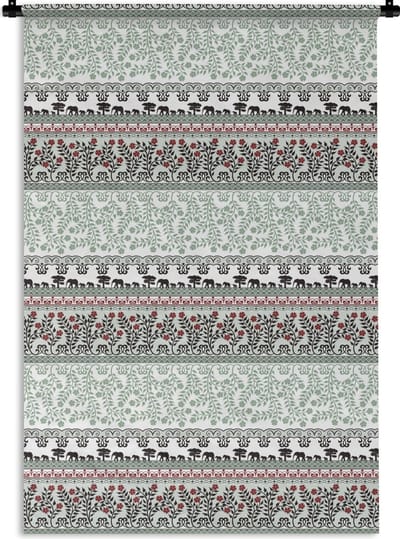 Wandkleed - Wanddoek - Planten - Olifant - Patroon - 120x180 cm - Wandtapijt