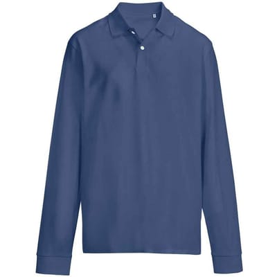 SOLS unisex volwassen piqué poloshirt met lange mouwen (Denim)