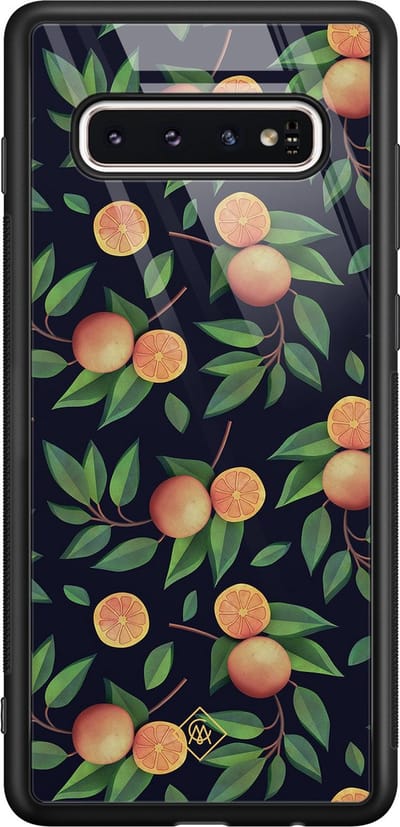 Casimoda® hoesje - Geschikt voor Samsung Galaxy S10 - Fruit / Sinaasappel - Luxe Hard Case Zwart - Backcover telefoonhoesje - Multi