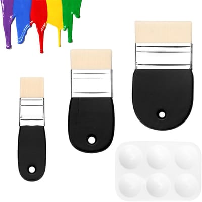 Set van 3 platte penseelborstels voor aquarel en acrylverf - Breed penseelset voor gouache, schilderen en glazuren