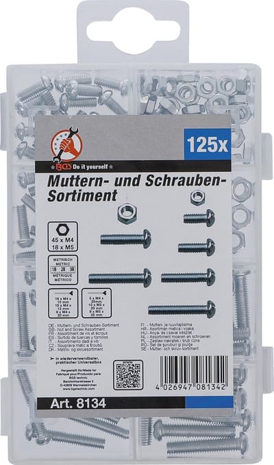 BGS - Schroeven set - M4 en M5 - Kleine schroeven - Assortiment 125 stuks - BGS8134