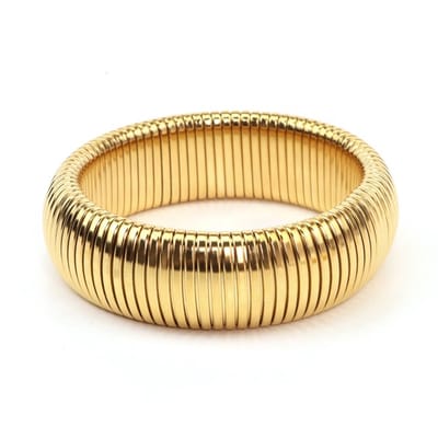 Janix Dames Bangle – Roestvrij Staal – Goudkleurig – Chunky Elastische Armband – Waterbestendig