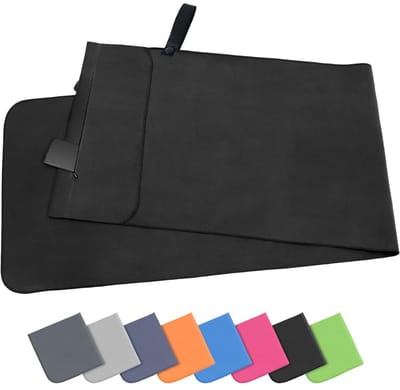 Famanu – Fitnesshanddoek - 120 x 50 cm - compacte en sneldrogende microvezelhanddoek - sporthanddoek - reishanddoek - strandhanddoek met ritssluiting