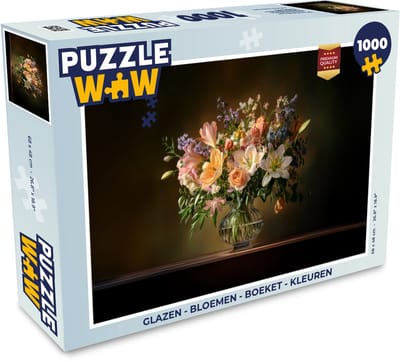 Puzzel Glazen - Bloemen - Boeket - Kleuren - Legpuzzel - Puzzel 1000 stukjes volwassenen