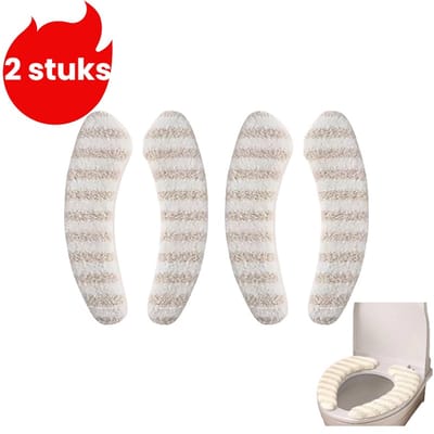 2 stuks - Verdikte toiletbrilhoes voor herfst/winter - Zelfklevende toiletbrilhoes voor huishoudelijk gebruik - Waterdichte toiletbril voor alle seizoenen - Beige