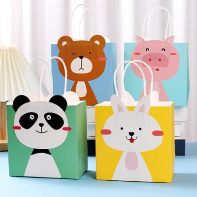 Papieren Dieren Draagtassen Papieren Snoep Koekjes Zak voor Kinderen Boerderij Thema Dieren Verjaardagsfeest DIY Verpakkingsbenodigdheden Other&Other gray