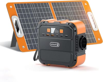 Draagbare Powerstation met Zonnepaneel - Energiecentrale Outdoor - Stroomvoorziening Buiten - Inclusief 60W Opvouwbaar Paneel - 98Wh 26400mAh - Zwart