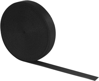 Famanu – 15 mm 10 meter zwarte nylon zware singelband - duurzame bagageriemen - elastische tasriemen voor bagage - koffer - rugzak - rugzakken - vrachtband - doe-het-zelf accessoires (15 mm - 10 meter) - Zwart