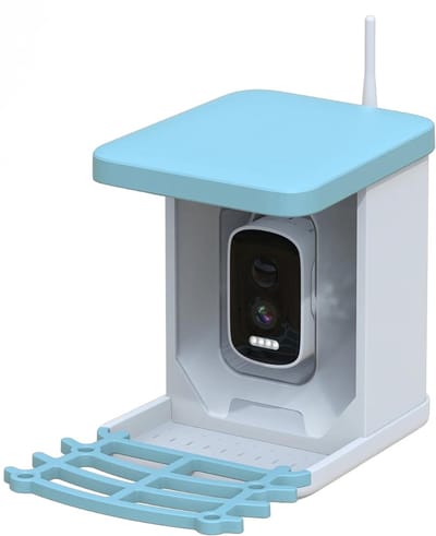 AHD® Vogelhuisje - Vogelvoederhuisje - Vogelhuisje Met Camera - Voederhuisje Met Camera - Wit/Blauw - 20cm x 17cm x 20cm