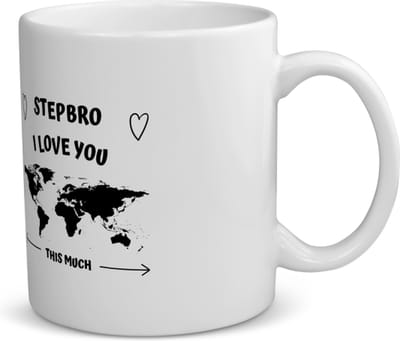 Akyol - stepbro i love you this much koffiemok - theemok - Broer - geweldige stiefbroer - liefste stiefbroer - verjaardag - cadeau - kado - bedankje - geschenk - 350 ML inhoud