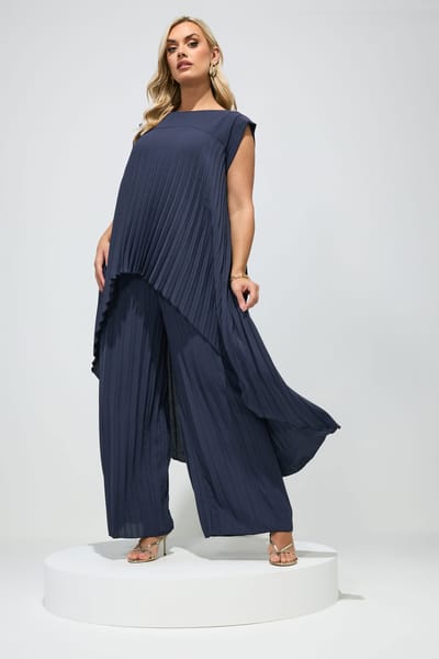 Yours London Marineblauwe Geplooide Top Size 42