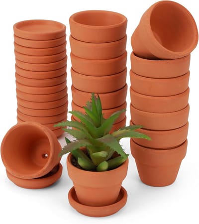 Terracotta bloempotten set - Voor binnen - 16 stuks - Met schotels