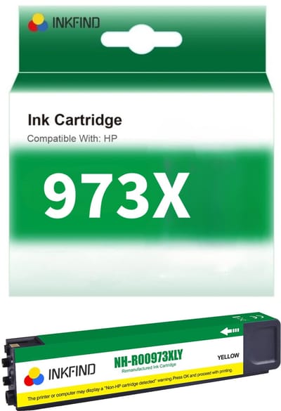 INKFIND 973X Geel Inktcartridge compatibel met HP973 HP973X HP 973 HP 973X voor HP Pagewide Pro 452dn, 452dw, 477dn, 477dw, 477dwt, 552dw, 577dw, 577z Hoge Capaciteit - 1-pack Geel
