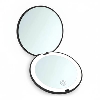 QTTVBTNA - LED spiegel - 10X vergroting - Draagbaar Make-up Spiegel - tweezijdig - Mini spiegel - inklapbaar - USB Oplaadbaar - Zwart - 9cm - 1 stuk