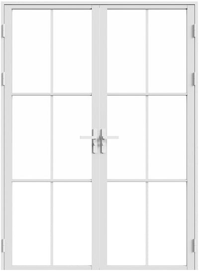 Vente-unique Omkeerbaar dubbel deurstel in aluminium en gehard glas - Wit - 2 x H204 x B83 cm - SEROTO