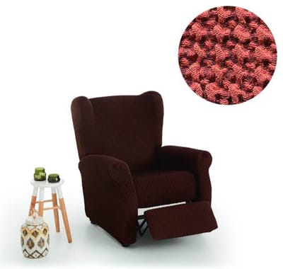 Belmarti® Stoelhoes Milos 65cm tot 90cm breed - Steenrood - Voor fauteuil met beweegbare voetenbank - Anti-statisch - Ademend katoen - Premium A-kwaliteit