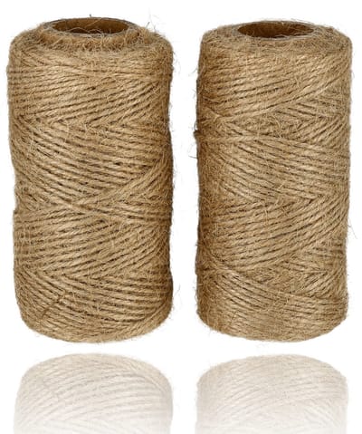 Jute Touw 2x 55 Meter – 2MM Natuurlijk Bindtouw – 2 Rollen Jute Koord voor Verpakking, Verhuizing, Planten, Cadeaus & Knutselen