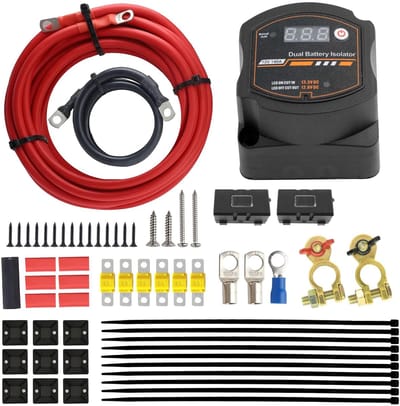 OmGoods - Dailygoody - Split Charge Relay Kit - LED-scherm - Slimme Dual Battery Isolator - 12V 140Amp - Batterij-scheidingsrelais - Geschikt voor Auto en Carav