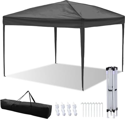 Vouwtent Paviljoen - Partytent Luifel - Feestelijke Bijeenkomst - Eén-klik Hefunctie - 3 x 3 Meter - Grijs