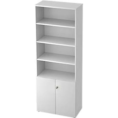 TOPAS LINE stellingkast, 4 OH legbord/2 OH deuren, wit/wit